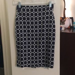 Navy And White Pencil Skirt With Pockets